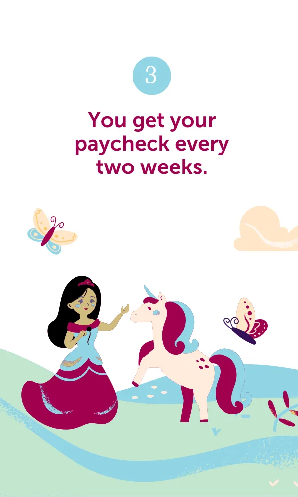 Step 3: You get your paycheck every two weeks.